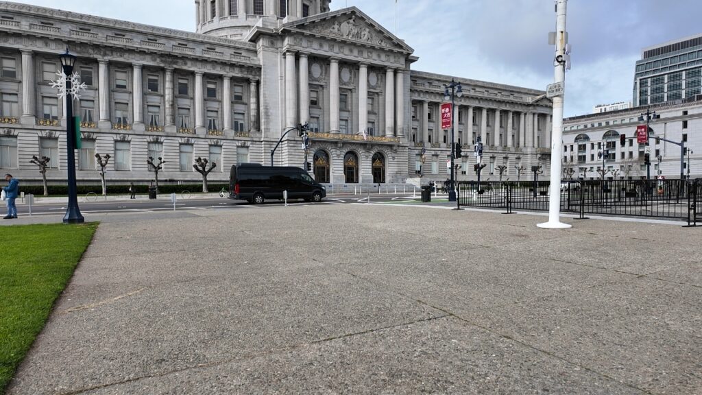 video of san francisco city hall on 2/17/25 before the protest starts